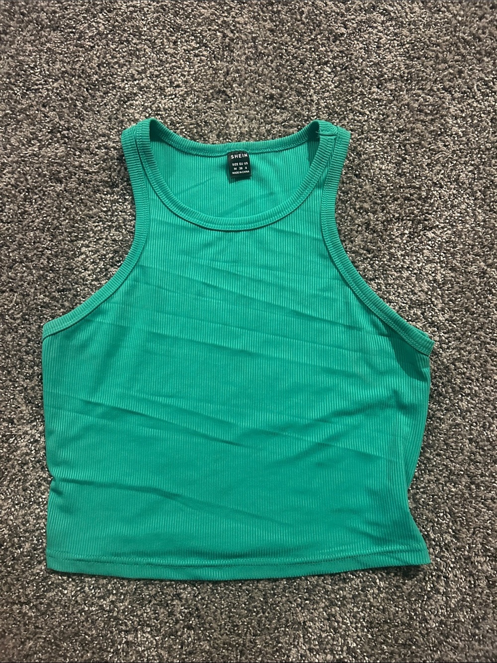 SHEIN Teal Ribbed Crop Tank